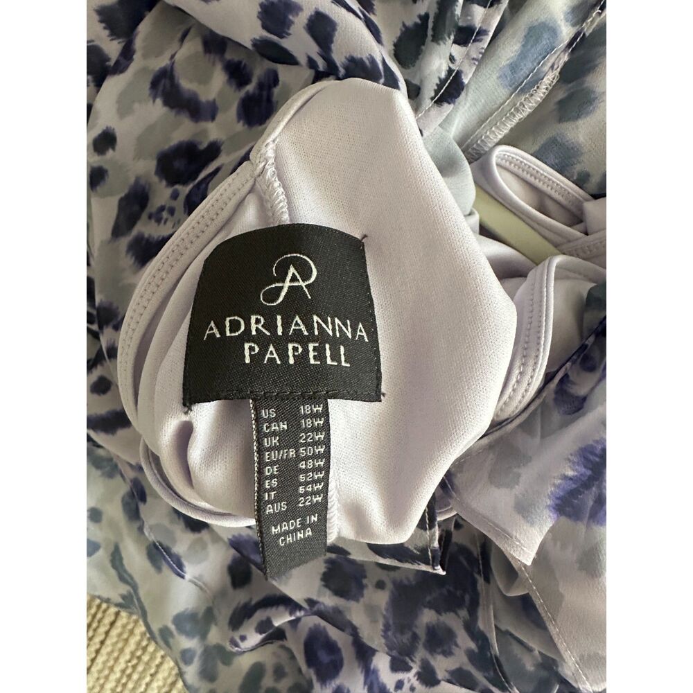 Adrianna Papell Blue Leopard Print Chiffon High Low Maxi Dress 18W XL - Picture 4 of 12